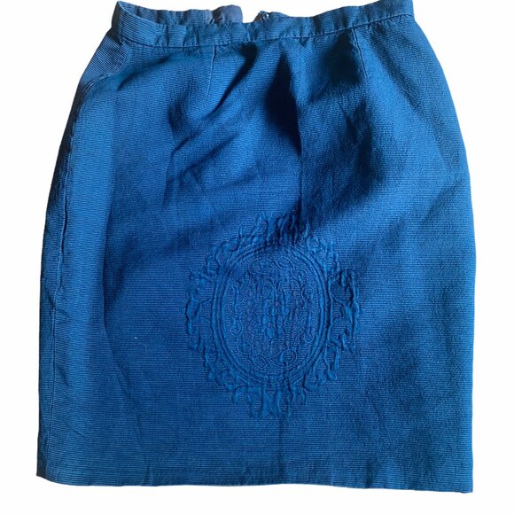 Peggy Jennings Vintage Corduroy Blue Pencil Skirt Sz 10 - Picture 12 of 13